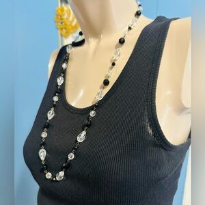 Elegant Black and Clear Beaded Necklace